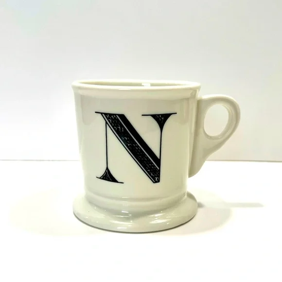ANTHROPOLOGIE “N” CLASSIC MONOGRAM INITIAL COFFEE MUG - Picture 1 of 7